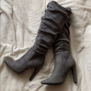 Faux Suede Knee High Boots